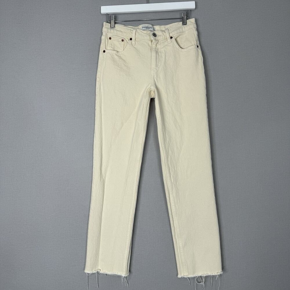 Abercrombie & Fitch Womens Jeans‎ 0 Cream 90s Straight Mid Rise Y2K Streetwear